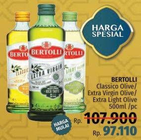 Promo Harga BERTOLLI Olive Oil Classico, Extra Virgin, Extra Light 500 ml - LotteMart