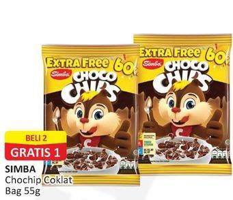 Promo Harga SIMBA Cereal Choco Chips Coklat per 2 pouch 55 gr - Alfamart