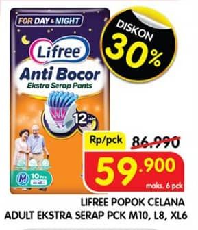 Promo Harga Lifree Popok Celana Ekstra Serap M10, L8, XL6 6 pcs - Superindo