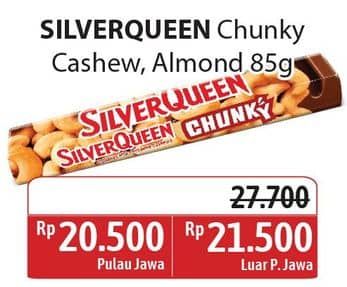 Promo Harga Silver Queen Chunky Bar Almonds, Cashew 95 gr - Alfamidi