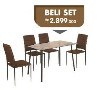 Promo Harga Clayton Dinning Table + Clyde Dinning Chair   - Carrefour