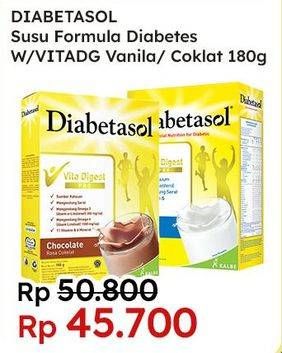 Promo Harga Diabetasol Special Nutrition for Diabetic Chocolate, Vanilla 180 gr - Indomaret