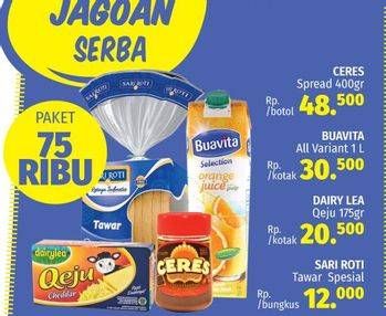 Promo Harga Paket 75rb ( Ceres spread + Buavita + Dairylea Qeju + Sari roti tawar)  - LotteMart