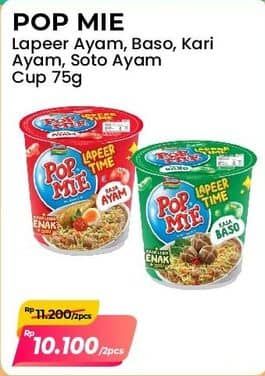 Promo Harga Indomie Pop Mie Instan Ayam, Baso, Kari Ayam, Soto Ayam 75 gr - Alfamart