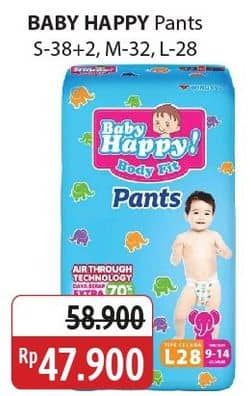 Promo Harga Baby Happy Body Fit Pants S38+2, M32, L28 28 pcs - Alfamidi