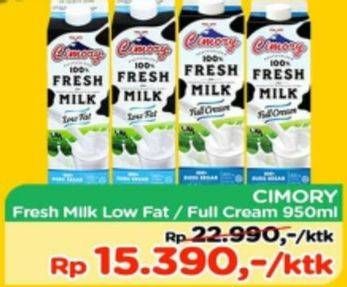 Promo Harga CIMORY Fresh Milk Low Fat, Full Cream 950 ml - TIP TOP