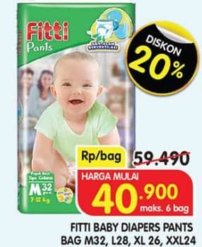 Promo Harga Fitti Pants M32, L28, XL26, XXL24 24 pcs - Superindo