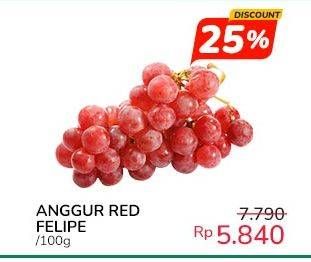 Promo Harga Anggur Red Felipe per 100 gr - Indomaret