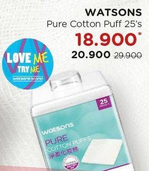 Promo Harga WATSONS Pure Cotton Puff 25 pcs - Watsons