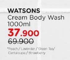 Promo Harga Watsons Scented Body Wash Cantaloupe, Green Tea, Lavender, Peach, Strawberry 1000 ml - Watsons