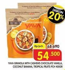 Promo Harga Yava Granola with Cashews Coconut Banana, Tropical Fruits, Chocolate Vanilla, Chocolate Vanilla 400 gr - Superindo