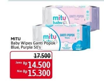 Promo Harga MITU Baby Wipes Ganti Popok Blue Charming Lily, Purple Playful Fressia 50 pcs - Alfamidi