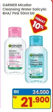 Promo Harga Garnier Micellar Water Salicylic BHA, Pink 50 ml - Indomaret