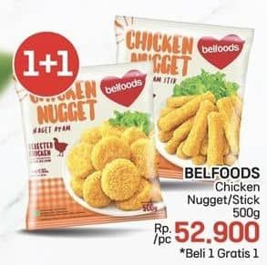 Promo Harga Belfoods Nugget Chicken Nugget, Chicken Nugget Stick 500 gr - LotteMart
