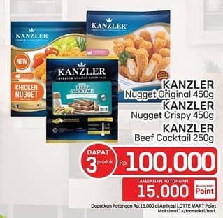 Promo Harga Kanzler Chicken Nugget Original + Crispy + Beef Coctail  - LotteMart