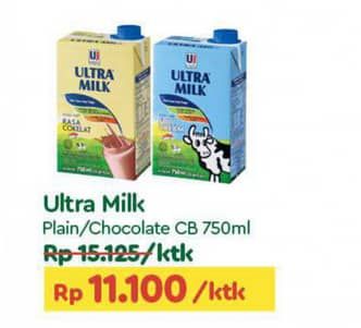 Promo Harga Ultra Milk Susu UHT Coklat, Full Cream 750 ml - TIP TOP