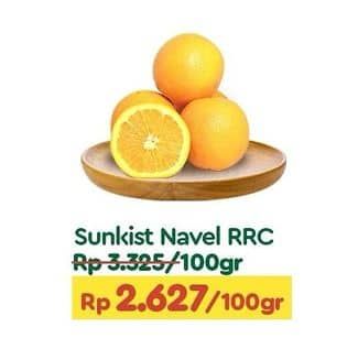 Promo Harga Jeruk Sunkist Navel RRC per 100 gr - TIP TOP