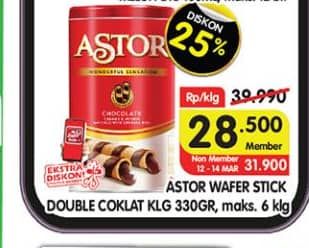 Promo Harga Astor Wafer Roll Double Chocolate 330 gr - Superindo