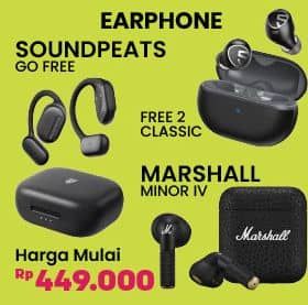 Promo Harga Soundpeats Go Free, Free 2 Classic, Marshall Minor IV  - COURTS