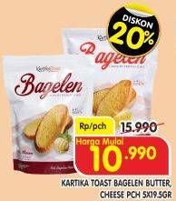 Promo Harga KARTIKA Toast Bagelen Cheese per 5 pcs 19 gr - Superindo