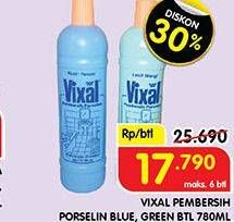 Promo Harga VIXAL Pembersih Porselen Blue Extra Kuat, Green Kuat Harum 780 ml - Superindo