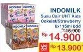 Promo Harga INDOMILK Susu UHT Kids Cokelat, Stroberi per 6 tpk 115 ml - Indomaret