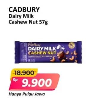 Promo Harga Cadbury Dairy Milk Cashew Nut 57 gr - Alfamart