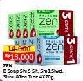 Promo Harga ZEN Anti Bacterial Body Soap Shiso Sea Salt, Shiso Sandalwood, Pure Tea Tree 70 gr - Alfamart