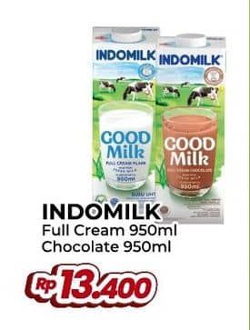 Promo Harga Indomilk Susu UHT Cokelat, Full Cream Plain 950 ml - Yogya