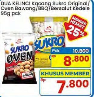 Promo Harga Dua Kelinci Kacang Sukro Original, Oven Rasa Bawang, BBQ, Kedele 100 gr - Indomaret