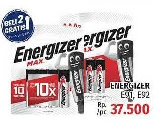 Promo Harga ENERGIZER Battery Alkaline Max AA E91, AAA E92 4 pcs - LotteMart