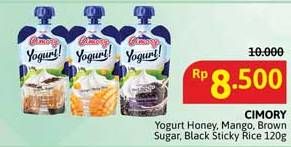 Promo Harga Cimory Squeeze Yogurt Honey, Mango Sticky Rice, Brown Sugar, Black Sticky Rice 120 gr - Alfamidi