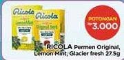 Promo Harga RICOLA Permen Rendah Gula Lemon Mint, Glacier Fresh Mint, Original Herb 27 gr - Alfamidi