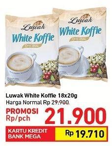 Promo Harga Luwak White Koffie per 18 sachet 20 gr - Carrefour