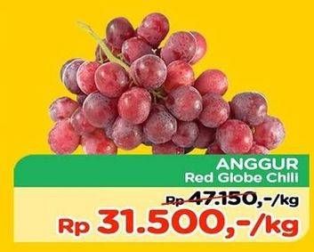 Promo Harga Anggur Red Globe Chile per 1000 gr - TIP TOP