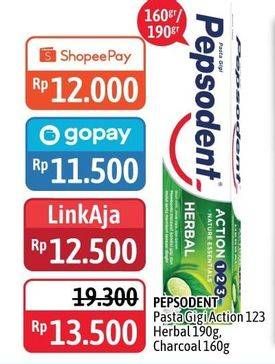 Promo Harga PEPSODENT Pasta Gigi Action 123 Herbal 190 gr - Alfamidi