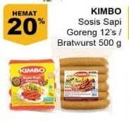Promo Harga KIMBO Sosis Sapi Goreng 12's/Bratwurst 500gr  - Giant