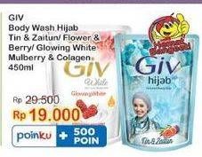 Promo Harga GIV Body Wash Hijab Tin Zaitun, Passion Flowers Sweet Berry, Glow White, Mulbery Colagen 450 ml - Indomaret