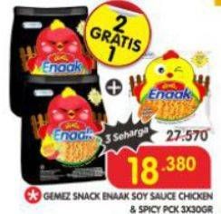 Promo Harga Mie Gemez Enaak Snack Mi Soy Sauce Chicken Flavour, Spicy Chili 30 gr - Superindo