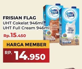Promo Harga Frisian Flag Susu UHT Purefarm Swiss Chocolate, Full Cream 946 ml - Yogya