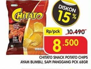 Promo Harga CHITATO Snack Potato Chips Ayam Bumbu, Sapi Panggang 68 gr - Superindo
