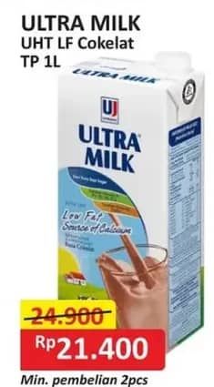 Promo Harga Ultra Milk Susu UHT Low Fat Coklat 1000 ml - Alfamart