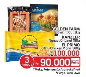 Promo Harga Golden Farm French Fries + Kanzler Chicken Nugget + El Primo Sausage  - LotteMart