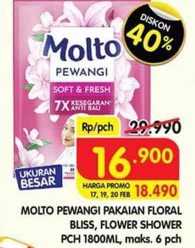 Promo Harga Molto Pewangi Floral Bliss, Flower Shower 1800 ml - Superindo