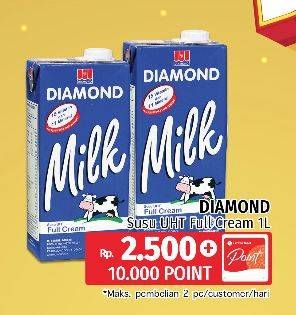 Promo Harga DIAMOND Milk UHT Full Cream 1000 ml - LotteMart