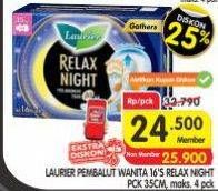 Promo Harga Laurier Relax Night Gathers 35cm 16 pcs - Superindo