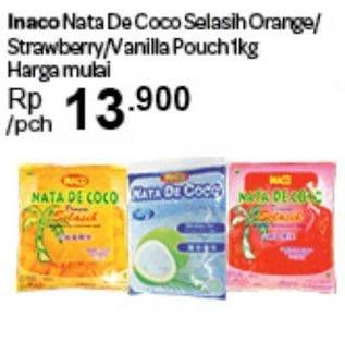 Promo Harga INACO Nata De Coco Orange, Strawberry, Vanila 1 kg - Carrefour