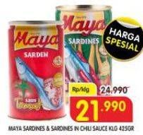 Promo Harga Maya Sardines Tomat / Tomato, Cabe / Chilli 425 gr - Superindo