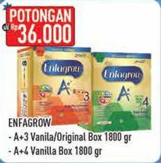 Promo Harga ENFAGROW A+3 / A+4 Susu Bubuk Vanilla, Original 1800 gr - Hypermart
