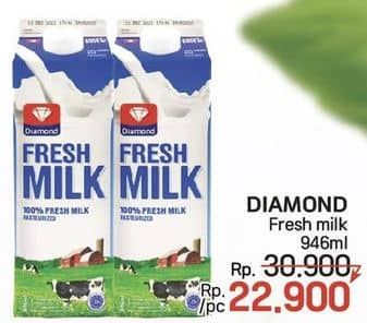 Promo Harga Diamond Fresh Milk 946 ml - LotteMart